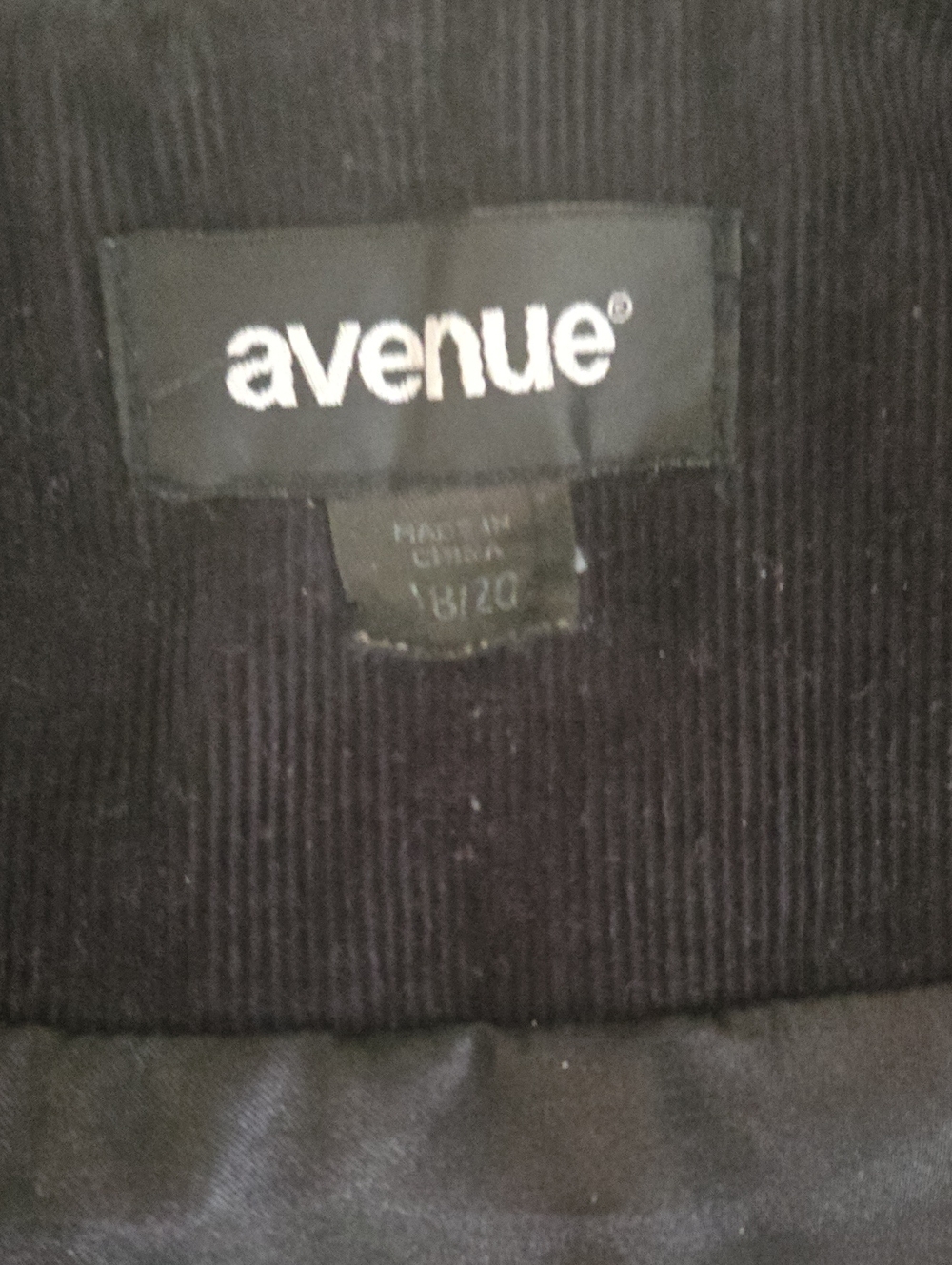 Avenue Womens Black Blazer, Corduroy.